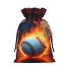 Flame Baseball U 1Pcs Polyester Christmas Drawstring Gift Bags Xmas Candies Goody Party Favor Supplies 5X7 Inch view 1