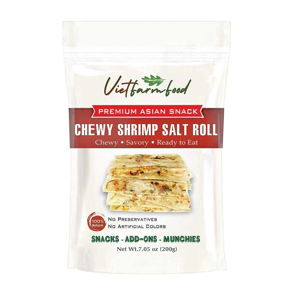 CHEWY SHRIMP SALT ROLL 7.05 Oz (200g) VIETFARMFOOD: Savory & Spicy Ready to Enjoy, Gourmet Snack for Parties and Daily Enjoyment