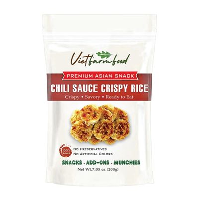 CHILI SAUCE CRISPY RICE 7.05 Oz (200g) VIETFARMFOOD: Savory & Spicy Ready to Enjoy, Gourmet Snack for Parties and Daily Enjoyment