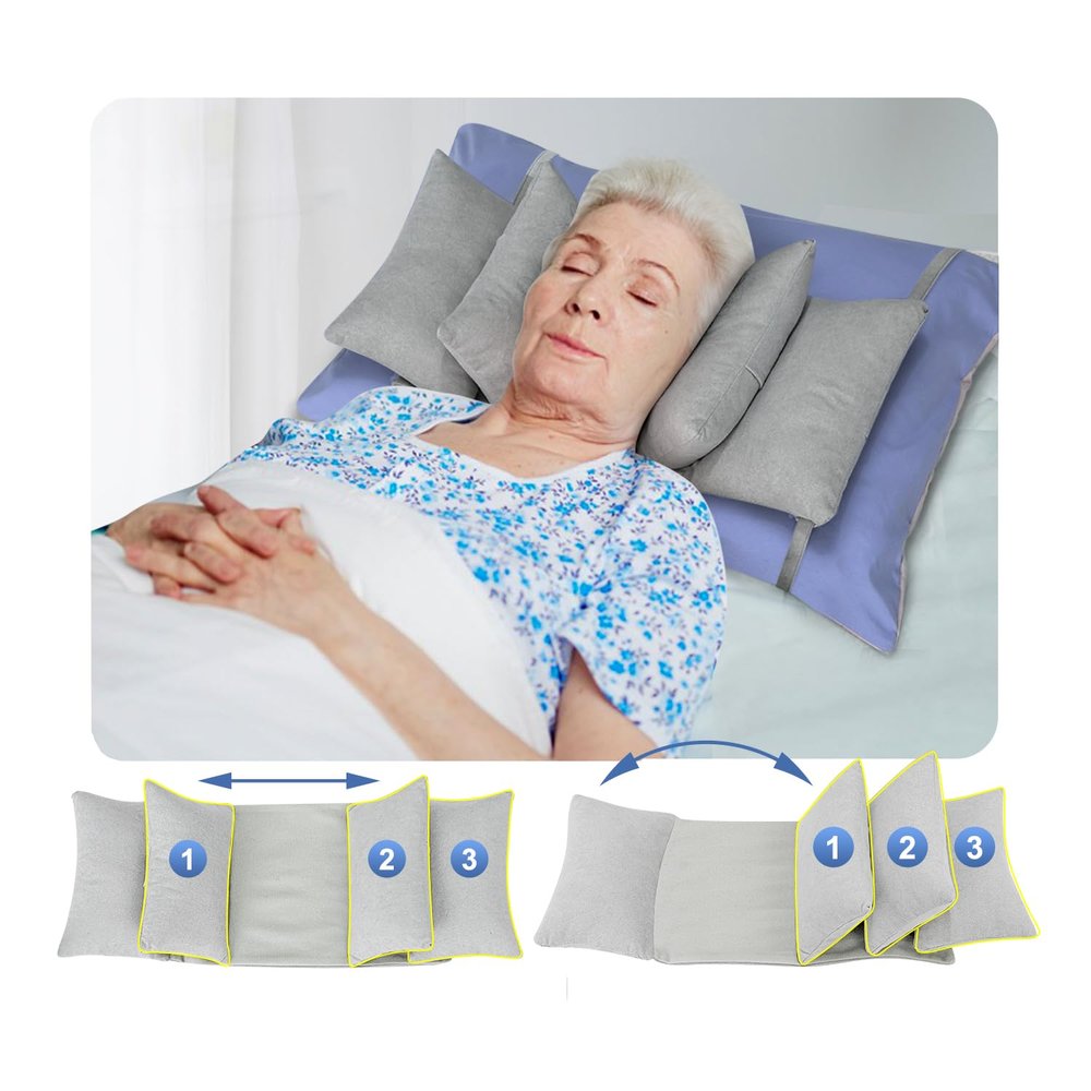 Mybow Head Stabilizer, Head Support Pillow for Elderly Back Sleeping Aid for Post Surgery Recovery, Recliner & Wheelchair Headrest Cushion, Adjustable Neck Cradle (Grey)