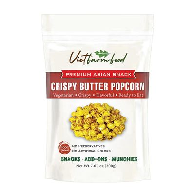CRISPY BUTTER POPCORN 7.05 Oz (200g) VIETFARMFOOD: Savory & Crunchy Ready to Enjoy, Great for Snacking, Toppings or Gifting
