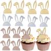 12 PCS Easter Cupcake Topper Acrylic Mirror Cake Toppers Gold Silver Rose Gold Bunny Cupcake Toppers for Easter Party Dessert Decoration Supplies view 1