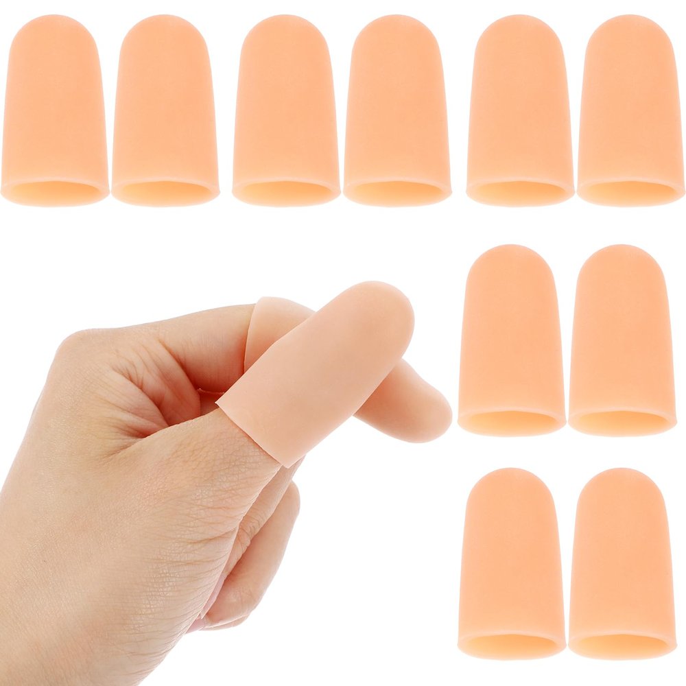 10 Pcs Gel Finger Cots Protectors Silicone Finger Protector Covers Bandages Caps Sleeves Rubber Fingers Protector Covers for Trigger, Arthritis, Cracking, Peeling, Hangnail, Callus and Pain Relief