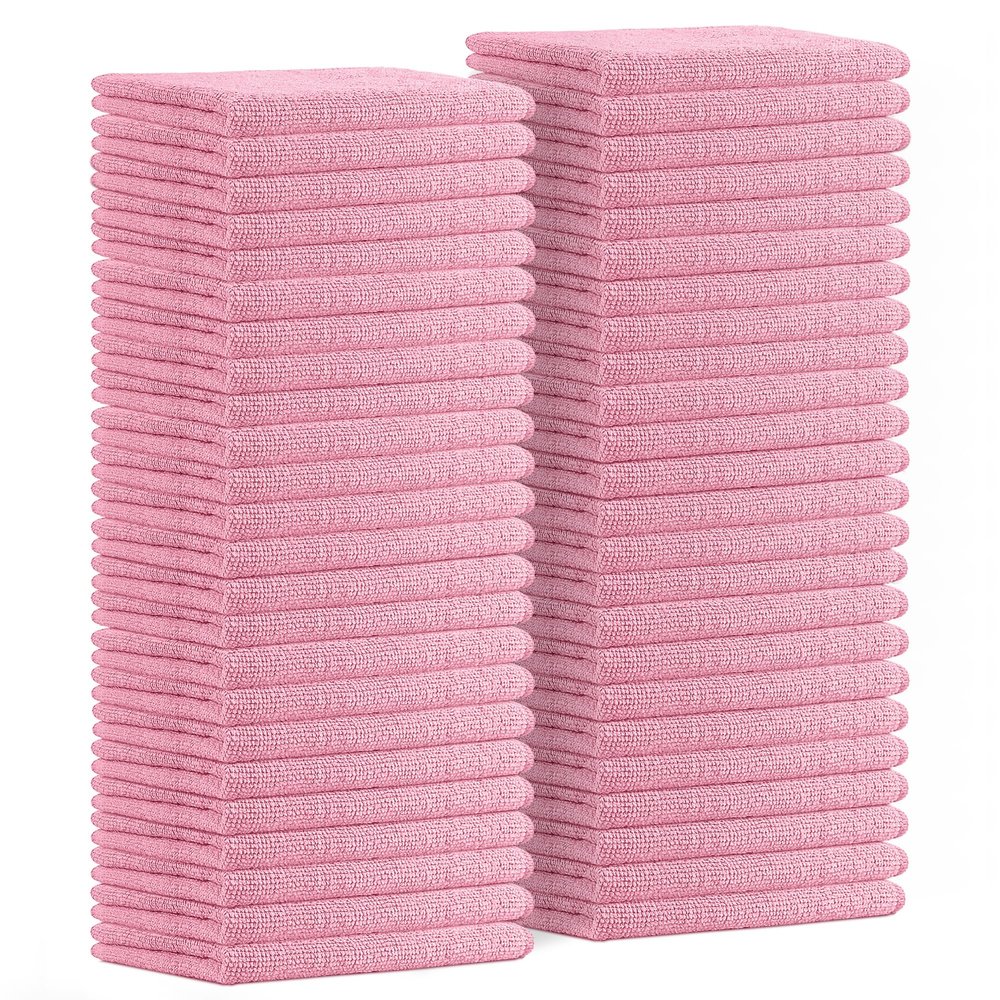 Avalon Towels Microfiber Cleaning Cloths (Value Pack of 48) - Size 16 x 16 Inches, Highly Absorbent Cleaning Rags, Lint Free, Reusable and Washable, Microfiber Towels for Cars