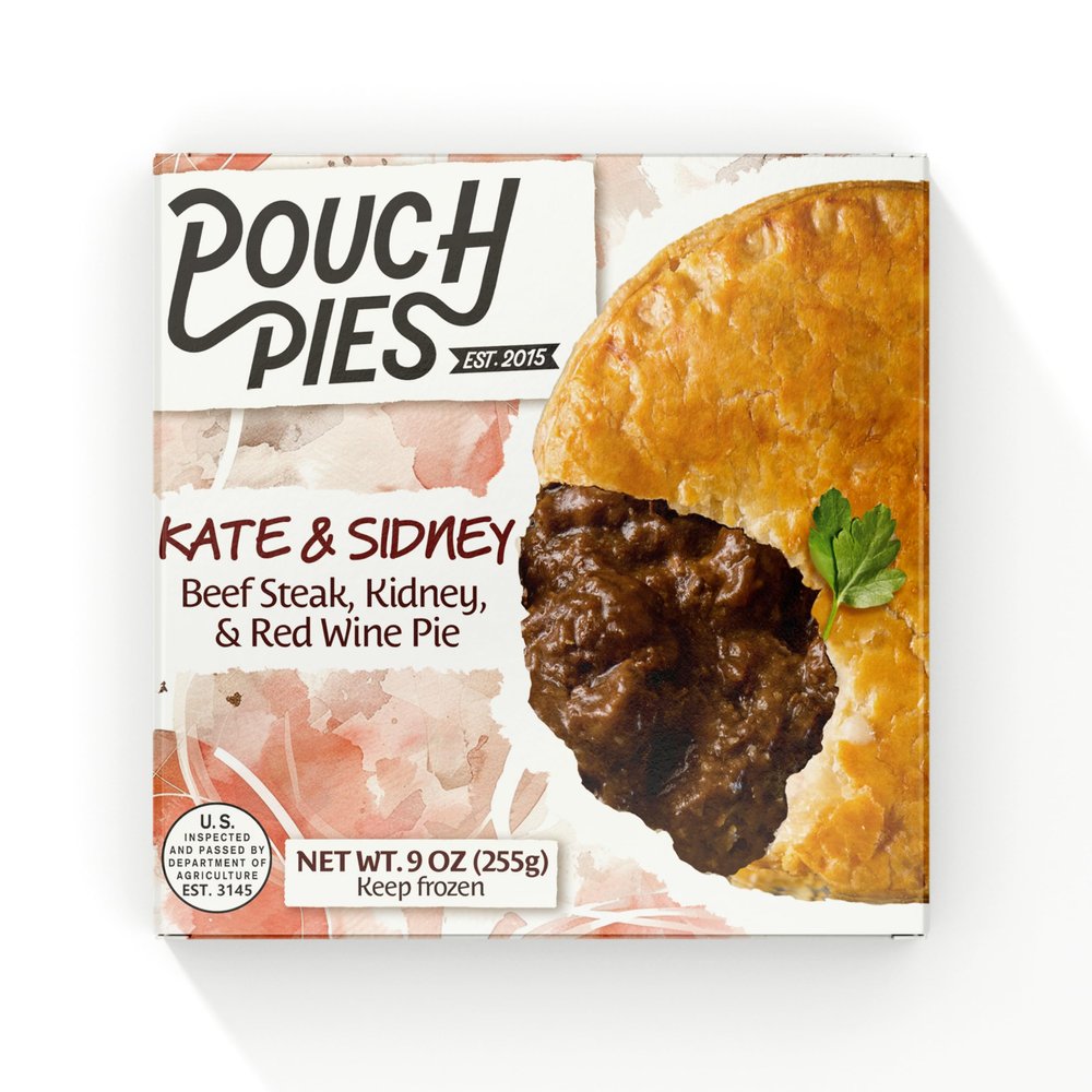 Pouch Pies Steak & Kidney Meat Pie Frozen Savory Pies with Flaky Puff Pastry (12 Count) Savory Meat Pie Comfort Food Family Meal