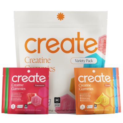 Create Creatine Gummies for Men & Women NSF Certified, Made with Creapure Creatine Monohydrate, Great Tasting, Anti-Melting Formula, 30ct Standup Pouch, 90 Gummies (Variety Pack)