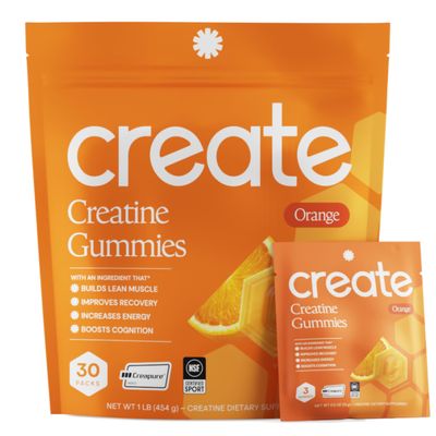 Create Creatine Gummies for Men & Women NSF Certified, Made with Creapure Creatine Monohydrate, Great Tasting, Anti-Melting Formula, 30ct Standup Pouch, 90 Gummies (Orange)