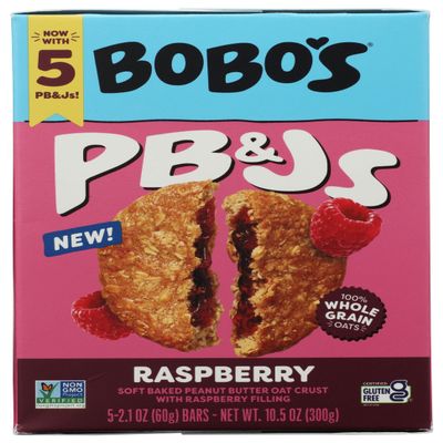 Bobo's Oat Bars Raspberry Jam PB&J's 5pk, 10.5 OZ