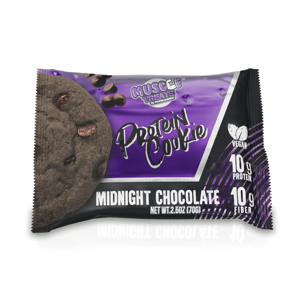 Muscle Treats By Forzagen Protein Cookie Midnight Chocolate,10G of protein, Rich Flavor, Clean Ingredients, High Fiber, Fresh Baked (6 PACK)