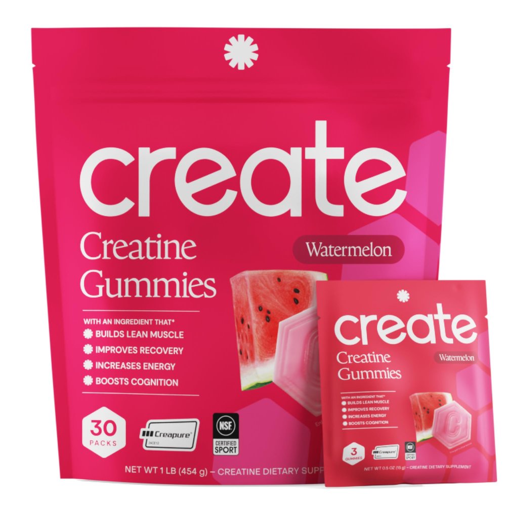 Create Creatine Gummies for Men & Women NSF Certified, Made with Creapure Creatine Monohydrate, Great Tasting, Anti-Melting Formula, 30ct Standup Pouch, 90 Gummies (Watermelon)