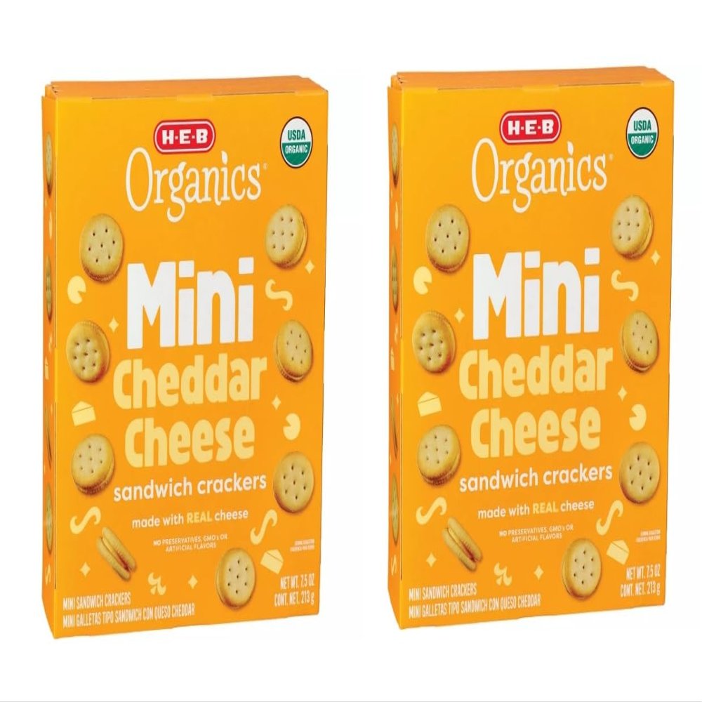 HEB Organics Mini Sandwich Crackers - 2 boxes (Cheddar Cheese 7.5oz)