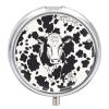 Black and White Cowm Pill Box,3 Compartments Round Small Pills Case Moisture-Proof Portable Pill Container for Travel Vitamins Fish Oil Supplements view 1