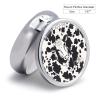 Black and White Cowm Pill Box,3 Compartments Round Small Pills Case Moisture-Proof Portable Pill Container for Travel Vitamins Fish Oil Supplements view 2