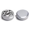 Black and White Cowm Pill Box,3 Compartments Round Small Pills Case Moisture-Proof Portable Pill Container for Travel Vitamins Fish Oil Supplements view 3