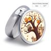 Cartoon Family Owls On The Brown Tree Pill Box,3 Compartments Round Small Pills Case Moisture-Proof Portable Pill Container for Travel Vitamins Fish Oil Supplements view 2