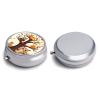 Cartoon Family Owls On The Brown Tree Pill Box,3 Compartments Round Small Pills Case Moisture-Proof Portable Pill Container for Travel Vitamins Fish Oil Supplements view 3