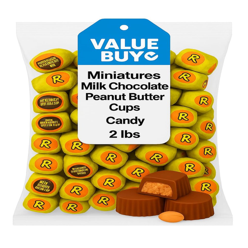 Milk Chocolate Peanut Butter Cup Candies 2 LB Bulk Individually Wrapped Chocolate Treats Approx. 105 Pieces Party Favors, Snacks & Holiday Candy