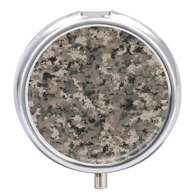 Army Digital Camouflage Pill Box,3 Compartments Round Small Pills Case Moisture-Proof Portable Pill Container for Travel Vitamins Fish Oil Supplements