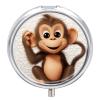 Cute Monkey Pill Box,3 Compartments Round Small Pills Case Moisture-Proof Portable Pill Container for Travel Vitamins Fish Oil Supplements view 1