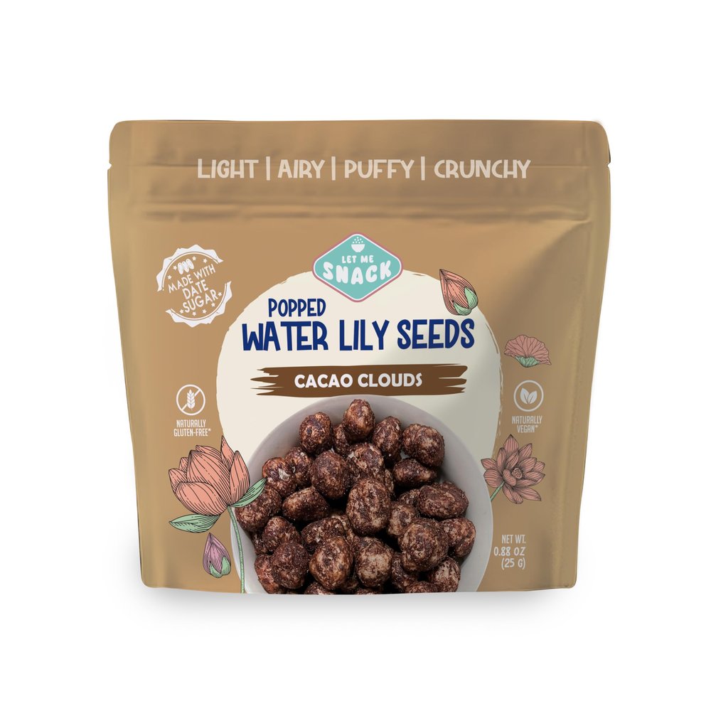 Cacao Clouds | Popped Water Lily Seeds | Let me snack LLC | Pack of 3(Small, Cacao Clouds)