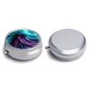 Light Emerald Green and Purple Pill Box,3 Compartments Round Small Pills Case Moisture-Proof Portable Pill Container for Travel Vitamins Fish Oil Supplements view 3