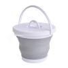 10L Folding Bucket Space Saving Thicken Foot Soaking Compact Portable Collapsible Wash Basin(Grey with Lid) view 1