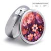 Dark Purple Flower Pill Box,3 Compartments Round Small Pills Case Moisture-Proof Portable Pill Container for Travel Vitamins Fish Oil Supplements view 2
