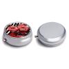 Roses Flower Floral Zebra Stripes Pill Box,3 Compartments Round Small Pills Case Moisture-Proof Portable Pill Container for Travel Vitamins Fish Oil Supplements view 3