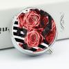 Roses Flower Floral Zebra Stripes Pill Box,3 Compartments Round Small Pills Case Moisture-Proof Portable Pill Container for Travel Vitamins Fish Oil Supplements view 4