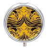 Mustard Yellow and Black Pill Box,3 Compartments Round Small Pills Case Moisture-Proof Portable Pill Container for Travel Vitamins Fish Oil Supplements view 1