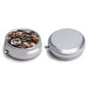 Beautiful Breakfast Pill Box,3 Compartments Round Small Pills Case Moisture-Proof Portable Pill Container for Travel Vitamins Fish Oil Supplements view 3