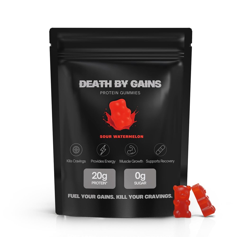 Vegan Protein Gummies - Sour Watermelon Flavor - Gelatin-Free - 20g Complete Protein per Serving, 5g Fiber per Serving, 0g Sugar