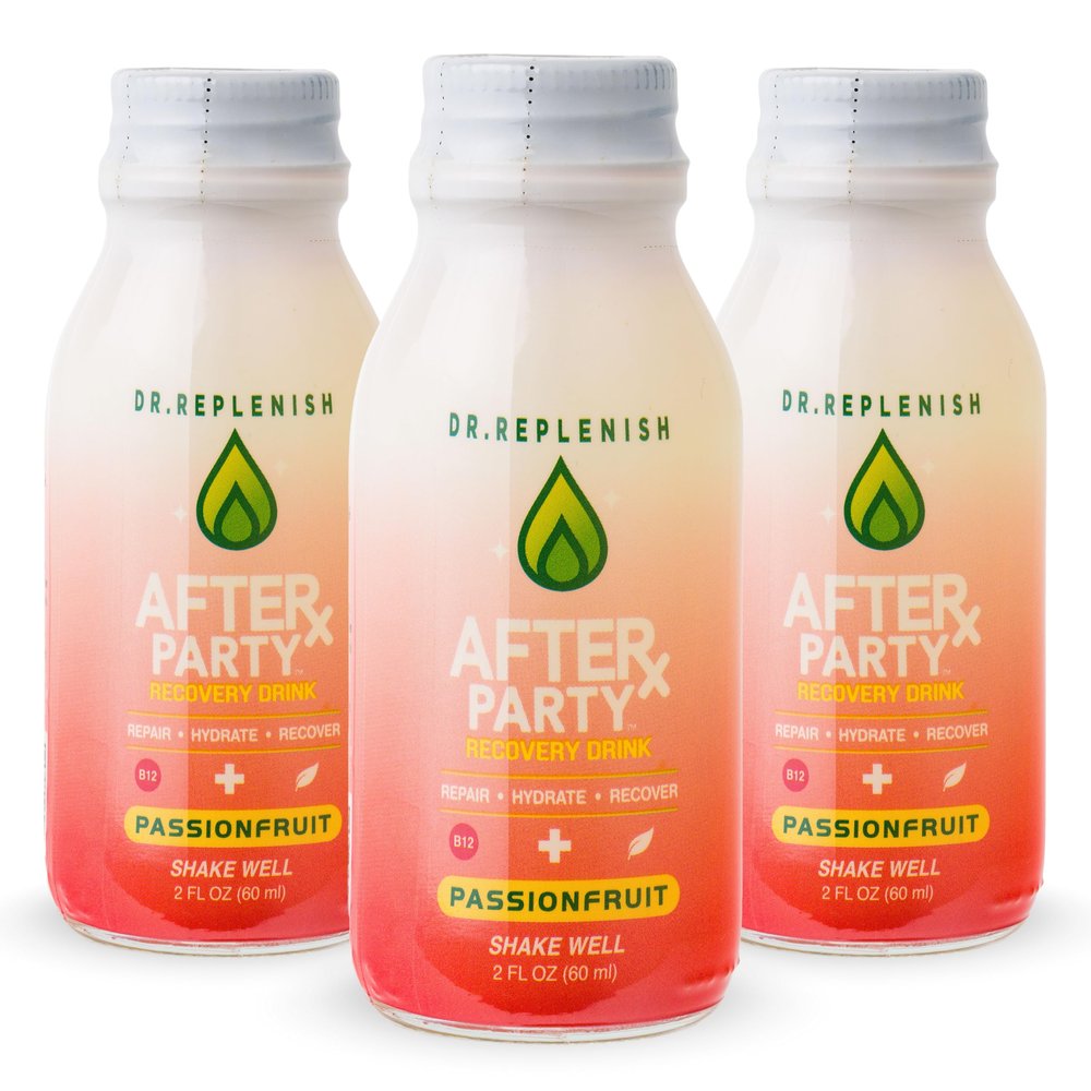 Replenish Beverages AFTERx Party Recovery Drink | Passion Fruit Flavor | Post Party Hydration & Restoration | 3 Pack / 2 FL OZ