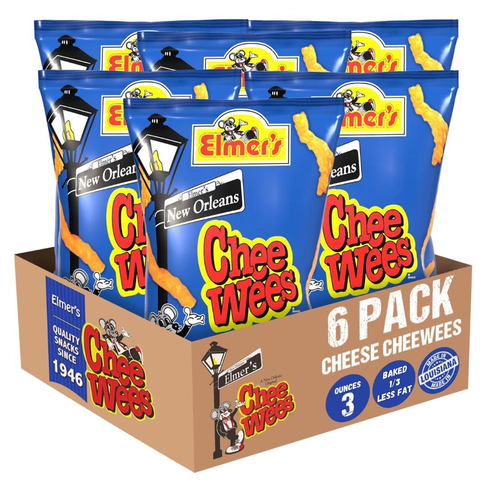Elmer's New Orleans Chee-wee's, Authentic NOLA Original Flavor, Irresistible Crunchy Snack Delight 3 oz Bags, Pack of 6