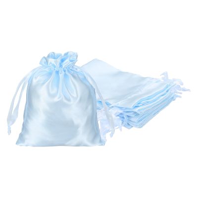 PATIKIL Satin Drawstring Favor Bags, (8" x 6", Blue) (6Pcs), Satin Gift Bags Gift Pouches with Drawstrings, Suit for - Wedding/Festival/Birthday/Celebration
