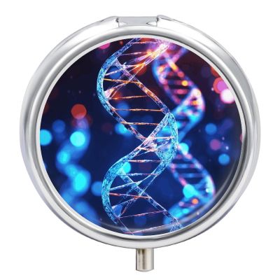 DNA Genetic Helix Pill Box,3 Compartments Round Small Pills Case Moisture-Proof Portable Pill Container for Travel Vitamins Fish Oil Supplements