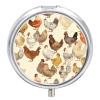 A Brood of Chickens Pill Box,3 Compartments Round Small Pills Case Moisture-Proof Portable Pill Container for Travel Vitamins Fish Oil Supplements view 1