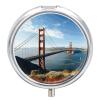 San Francisco Golden Gate Bridge Pill Box,3 Compartments Round Small Pills Case Moisture-Proof Portable Pill Container for Travel Vitamins Fish Oil Supplements view 1