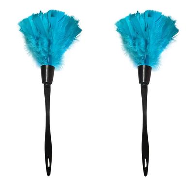 tooloflife 2 PCS Feather Duster for Home Cleaning, 14 Inch Lightweight Dust Brush with Hanging Hole for Blinds/Electronics (Blue)