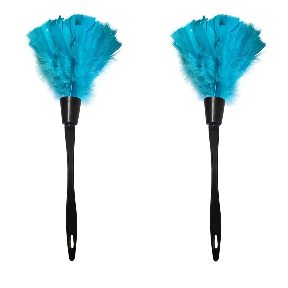 tooloflife 2 PCS Feather Duster for Home Cleaning, 14 Inch Lightweight Dust Brush with Hanging Hole for Blinds/Electronics (Blue)