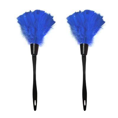 BE-TOOL 2 PCS 14 Inch Turkey Feather Duster, Gentle Style Dusting Tool for Home/Office Delicate Surfaces (Navy Blue)