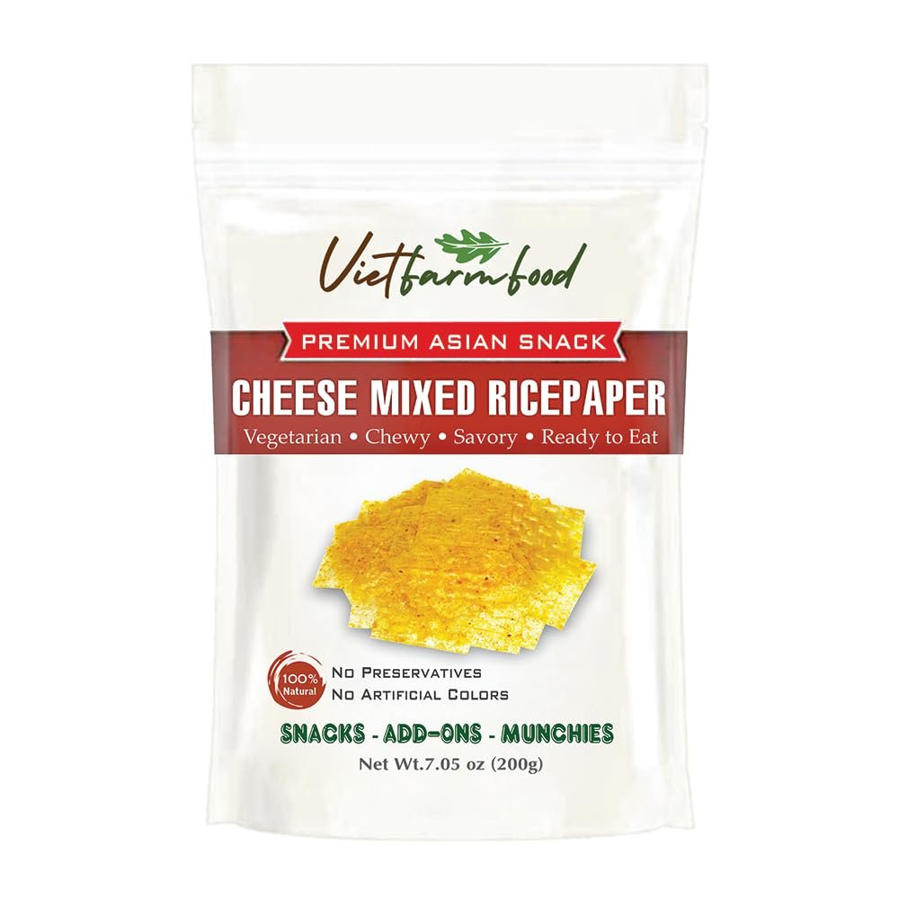 CHEESE MIXED RICEPAPER 7.05 Oz (200g) VIETFARMFOOD: Savory & Cheesy Ready to Enjoy, Gourmet Snack for Parties and Daily Enjoyment