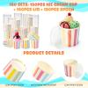 Eaasty 150 Pack Disposable Ice Cream Cups 12oz Colorful Paper Bowls with Lids and Spoons Leak Proof Dessert Container for Sundae Snack Yogurt Party Baby Shower Wedding Camping(Stripes,Colorful) view 4