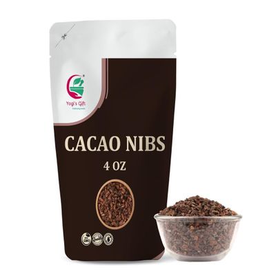 Cacao Nibs 4 oz Raw Cacao Nibs Unsweetened Crunchy Chocolate Nibs for Smoothies, Baking & Snacks Premium Cacao by Yogis Gift