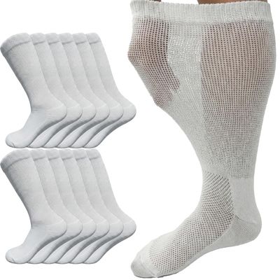 Edamon Diabetic Foot Extra-Wide Socks (Swollen Foot Type)Stretches up to 22 inches,100% cotton, thickened sole