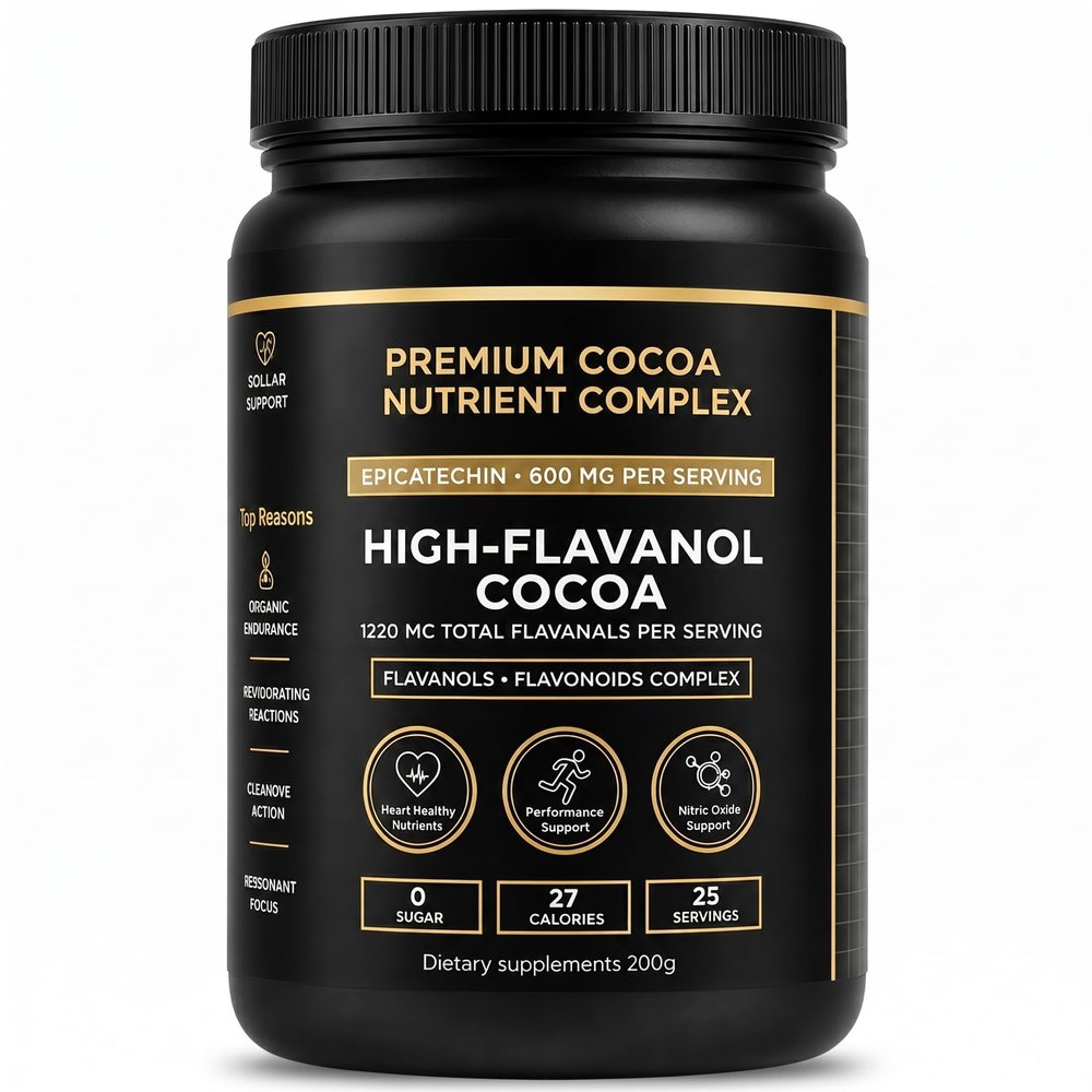 High Flavanol Cocoa Powder 1200mg Flavanols & Flavonoids per Serving 10X Concentrated Cocoa Extract with 600mg Epicatechin Premium Dark Cocoa Nutrition for Daily Use