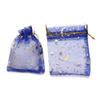 100 Pack Moon Star Organza Jewelry Candy Bags Wedding Favors Bags with Drawstring Mesh Jewelry Bags for Christmas Wedding Party(Royal blue,13x18cm) view 1