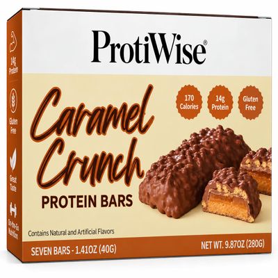 ProtiWise Caramel Crunch High Protein Bars, 7ct - 15g Protein - High Fiber