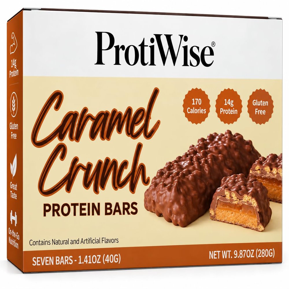 ProtiWise Caramel Crunch High Protein Bars, 7ct - 15g Protein - High Fiber