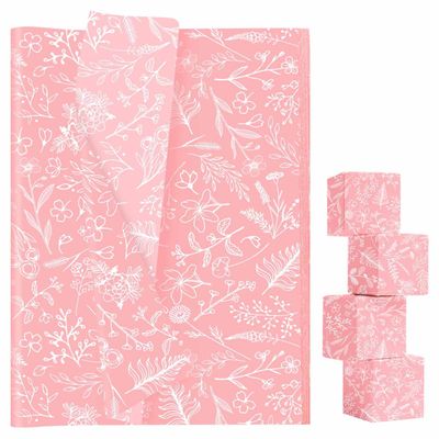 AVXINSOK 100 Sheets Pink Floral Tissue Paper 14 x 20 Inches Pink and White Vintage Flower Gift Wrapping Tissue Paper for Gift Bags Wedding Birthday Baby Shower Party Packaging Crafts
